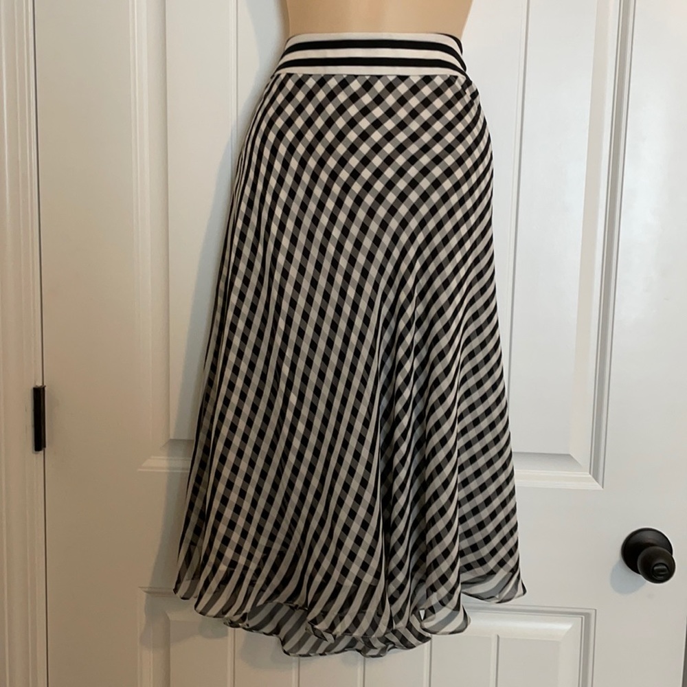 Jones New York Striped/Gingham Midi Skirt